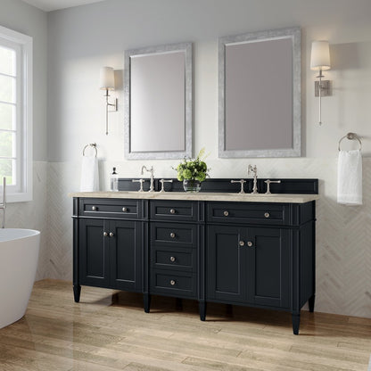 James Martin - Brittany 72" Double Vanity, Black Onyx, w/ 3 CM Tajnar Eclos Top - 650-V72-BKO-3TJR view 4