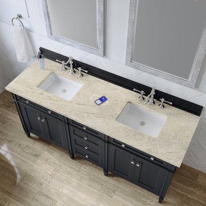 James Martin - Brittany 72" Double Vanity, Black Onyx, w/ 3 CM Tajnar Eclos Top w/FreePower Wireless Charger - 650-V72-BKO-FTJR view 6