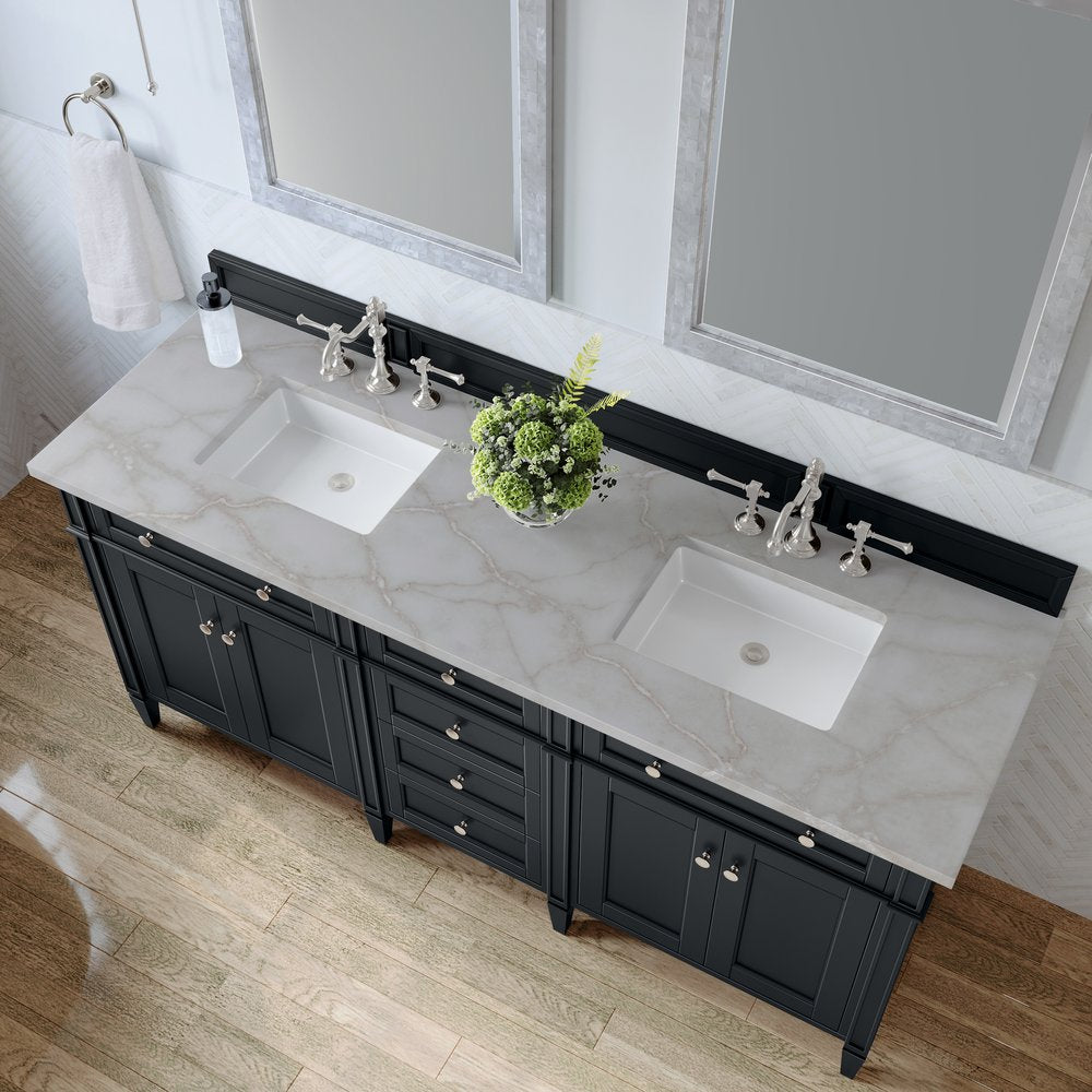 James Martin - Brittany 72" Double Vanity, Black Onyx w/ 3 CM Victorian Silver Silestone Top - 650-V72-BKO-3VSL view 7