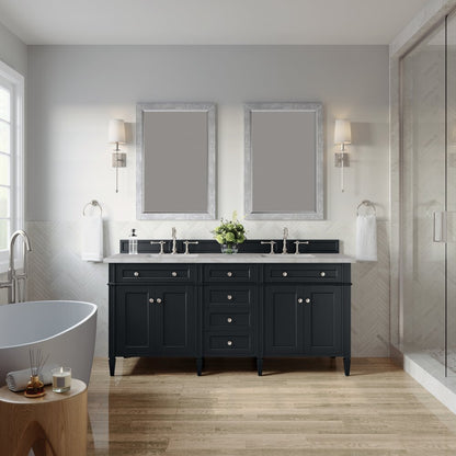 James Martin - Brittany 72" Double Vanity, Black Onyx w/ 3 CM Victorian Silver Silestone Top w/FreePower Wireless Charger - 650-V72-BKO-FVSL view 4