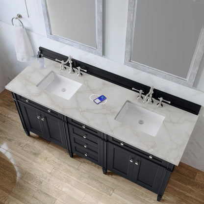 James Martin - Brittany 72" Double Vanity, Black Onyx w/ 3 CM Victorian Silver Silestone Top w/FreePower Wireless Charger - 650-V72-BKO-FVSL view 8