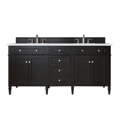 James Martin - Brittany 72" Double Vanity, Black Onyx w/ 3 CM White Zeus Silestone Top - 650-V72-BKO-3WZ view 1
