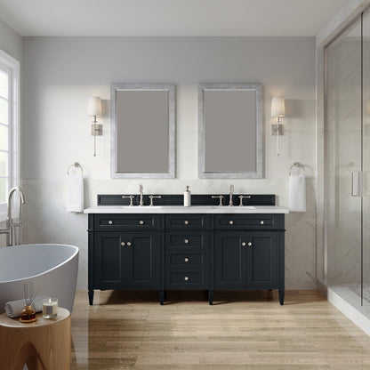 James Martin - Brittany 72" Double Vanity, Black Onyx w/ 3 CM White Zeus Silestone Top - 650-V72-BKO-3WZ view 3