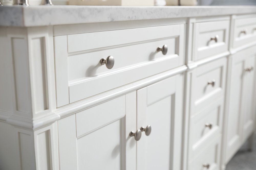 James Martin - Brittany 72" Double Vanity, Bright White Vanity w/ 3 CM Carrara Marble Top - 655-V72-BW-3CAR view 6