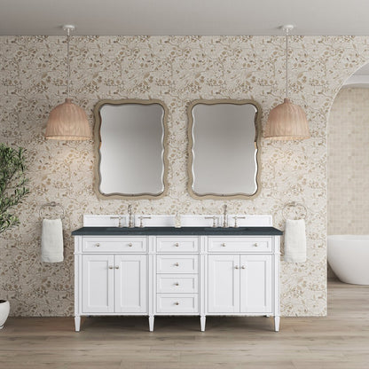 James Martin - Brittany 72" Double Vanity, Bright White Vanity w/ 3 CM Charcoal Soapstone Silestone Top - 655-V72-BW-3CSP view 3