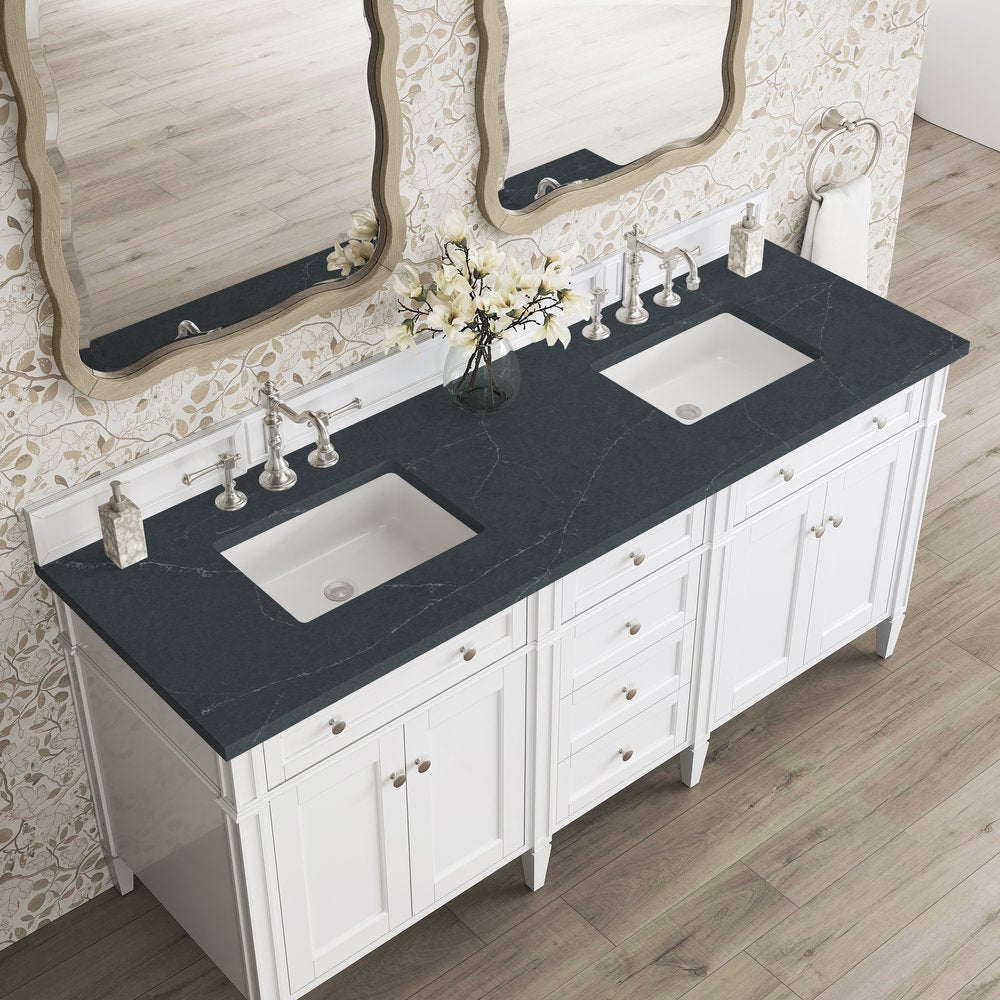 James Martin - Brittany 72" Double Vanity, Bright White Vanity w/ 3 CM Charcoal Soapstone Silestone Top - 655-V72-BW-3CSP view 7