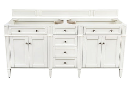 James Martin - Brittany 72" Double Vanity, Bright White Vanity w/ 3 CM Ethereal Noctis Silestone Top - 655-V72-BW-3ENC view 2
