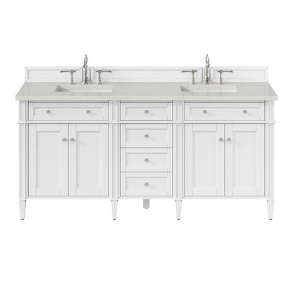 James Martin - Brittany 72" Double Vanity, Bright White Vanity w/ 3 CM Lime Delight Silestone Top - 655-V72-BW-3LDL view 1