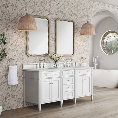 James Martin - Brittany 72" Double Vanity, Bright White Vanity w/ 3 CM Lime Delight Silestone Top - 655-V72-BW-3LDL view 4