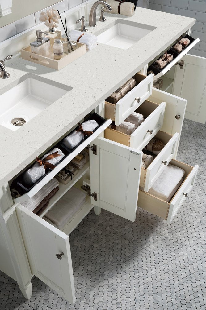 James Martin - Brittany 72" Double Vanity, Bright White Vanity w/ 3 CM Lime Delight Silestone Top - 655-V72-BW-3LDL view 5