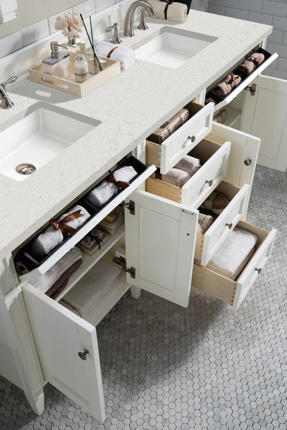 James Martin - Brittany 72" Double Vanity, Bright White Vanity w/ 3 CM Lime Delight Silestone Top - 655-V72-BW-3LDL view 5