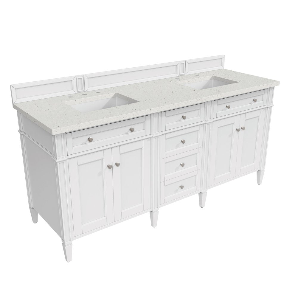 James Martin - Brittany 72" Double Vanity, Bright White Vanity w/ 3 CM Lime Delight Silestone Top - 655-V72-BW-3LDL view 8