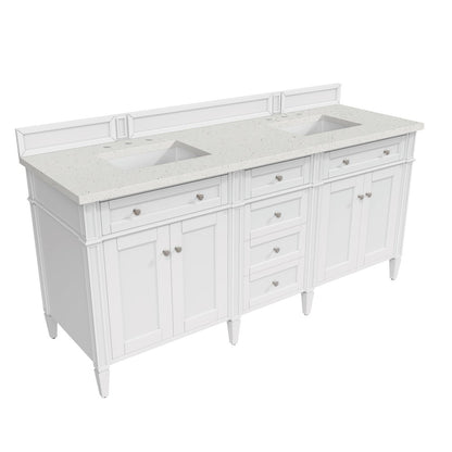 James Martin - Brittany 72" Double Vanity, Bright White Vanity w/ 3 CM Lime Delight Silestone Top - 655-V72-BW-3LDL view 8