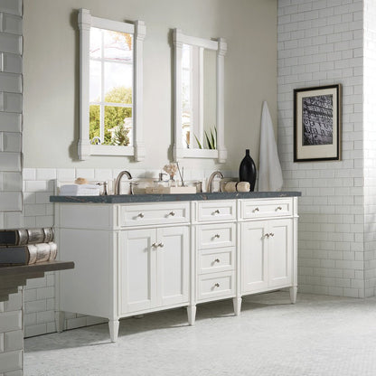 James Martin - Brittany 72" Double Vanity, Bright White Vanity w/ 3 CM Parisien Bleu Silestone Top w/FreePower Wireless Charger - 655-V72-BW-FPBL view 5