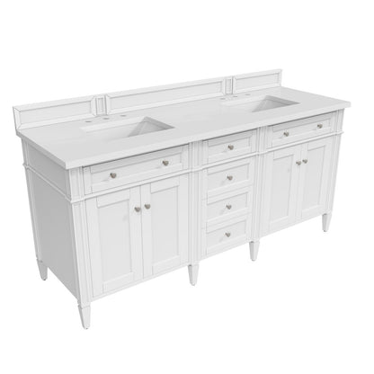 James Martin - Brittany 72" Double Vanity, Bright White Vanity w/ 3 CM White Zeus Silestone Top - 655-V72-BW-3WZ view 7