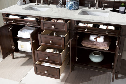 James Martin - Brittany 72" Double Vanity, Burnished Mahogany w/ 3 CM Eternal Jasmine Pearl Silestone Top - 650-V72-BNM-3EJP view 5