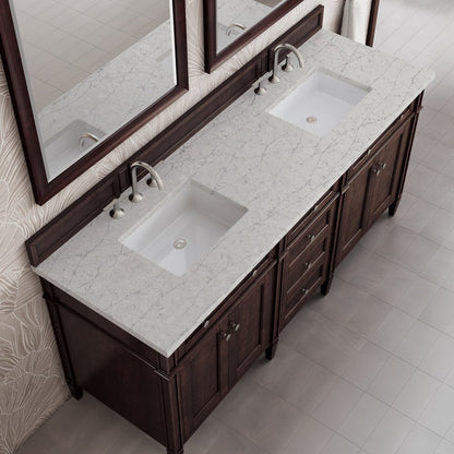 James Martin - Brittany 72" Double Vanity, Burnished Mahogany w/ 3 CM Eternal Jasmine Pearl Silestone Top - 650-V72-BNM-3EJP view 7
