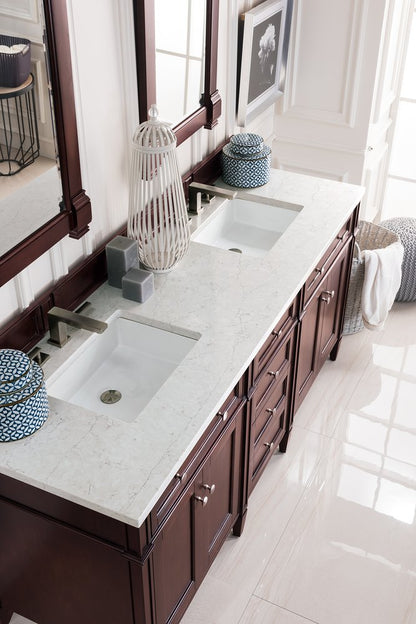 James Martin - Brittany 72" Double Vanity, Burnished Mahogany w/ 3 CM Eternal Jasmine Pearl Silestone Top w/FreePower Wireless Charger - 650-V72-BNM-FEJP view 5