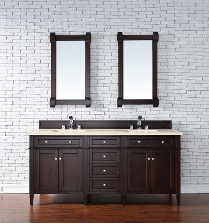 James Martin - Brittany 72" Double Vanity, Burnished Mahogany w/ 3 CM Eternal Marfil Silestone Top - 650-V72-BNM-3EMR view 3