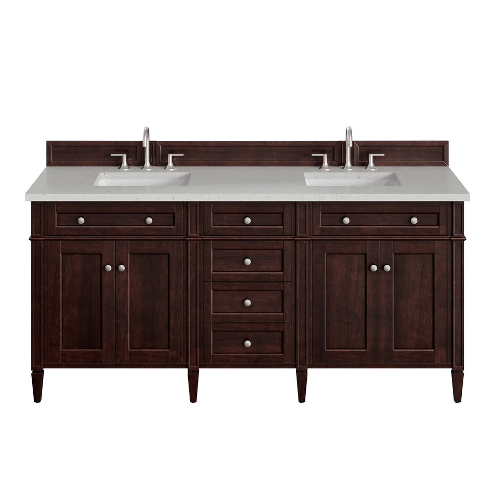 James Martin - Brittany 72" Double Vanity, Burnished Mahogany w/ 3 CM Lime Delight Silestone Top - 650-V72-BNM-3LDL view 1