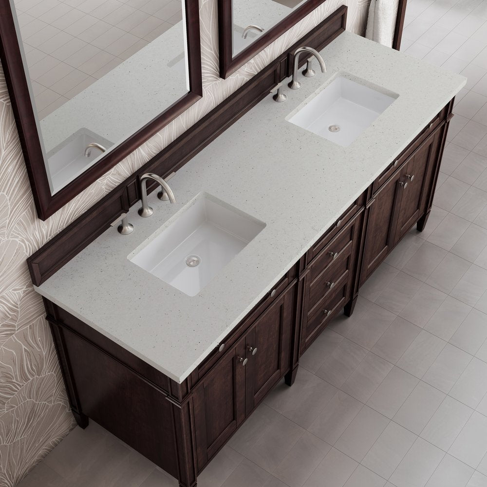 James Martin - Brittany 72" Double Vanity, Burnished Mahogany w/ 3 CM Lime Delight Silestone Top - 650-V72-BNM-3LDL view 7