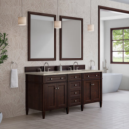James Martin - Brittany 72" Double Vanity, Burnished Mahogany, w/ 3 CM Tajnar Eclos Top - 650-V72-BNM-3TJR view 4