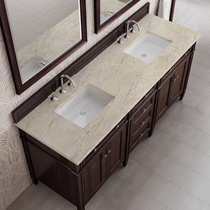 James Martin - Brittany 72" Double Vanity, Burnished Mahogany, w/ 3 CM Tajnar Eclos Top - 650-V72-BNM-3TJR view 6