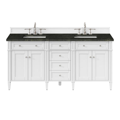 James Martin - Brittany 72" Double Vanity in Bright White, w/ 3 CM Phantome Eclos Top - 655-V72-BW-3PHT view 1