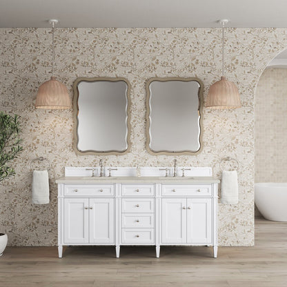 James Martin - Brittany 72" Double Vanity in Bright White, w/ 3 CM Siberian Silestone Top - 655-V72-BW-3SFR view 3