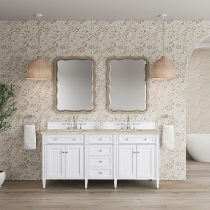 James Martin - Brittany 72" Double Vanity in Bright White, w/ 3 CM Tajnar Eclos Top - 655-V72-BW-3TJR view 3