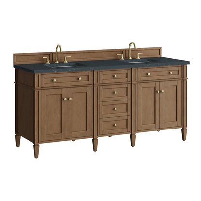James Martin - Brittany 72" Double Vanity, Pecan w/ 3 CM Charcoal Soapstone Silestone Top - 655-V72-PCN-3CSP view 11