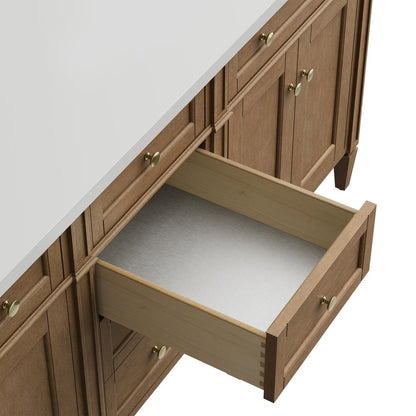 James Martin - Brittany 72" Double Vanity, Pecan w/ 3 CM Eternal Jasmine Pearl Silestone Top - 655-V72-PCN-3EJP view 15