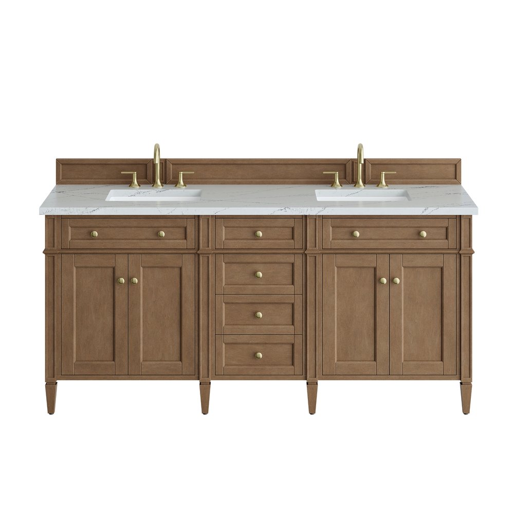 James Martin - Brittany 72" Double Vanity, Pecan w/ 3 CM Ethereal Noctis Silestone Top - 655-V72-PCN-3ENC view 1