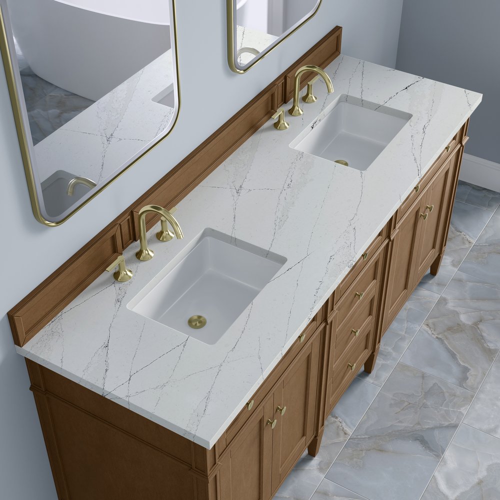 James Martin - Brittany 72" Double Vanity, Pecan w/ 3 CM Ethereal Noctis Silestone Top - 655-V72-PCN-3ENC view 8