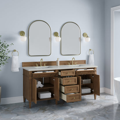 James Martin - Brittany 72" Double Vanity, Pecan w/ 3 CM Lime Delight Silestone Top - 655-V72-PCN-3LDL view 5