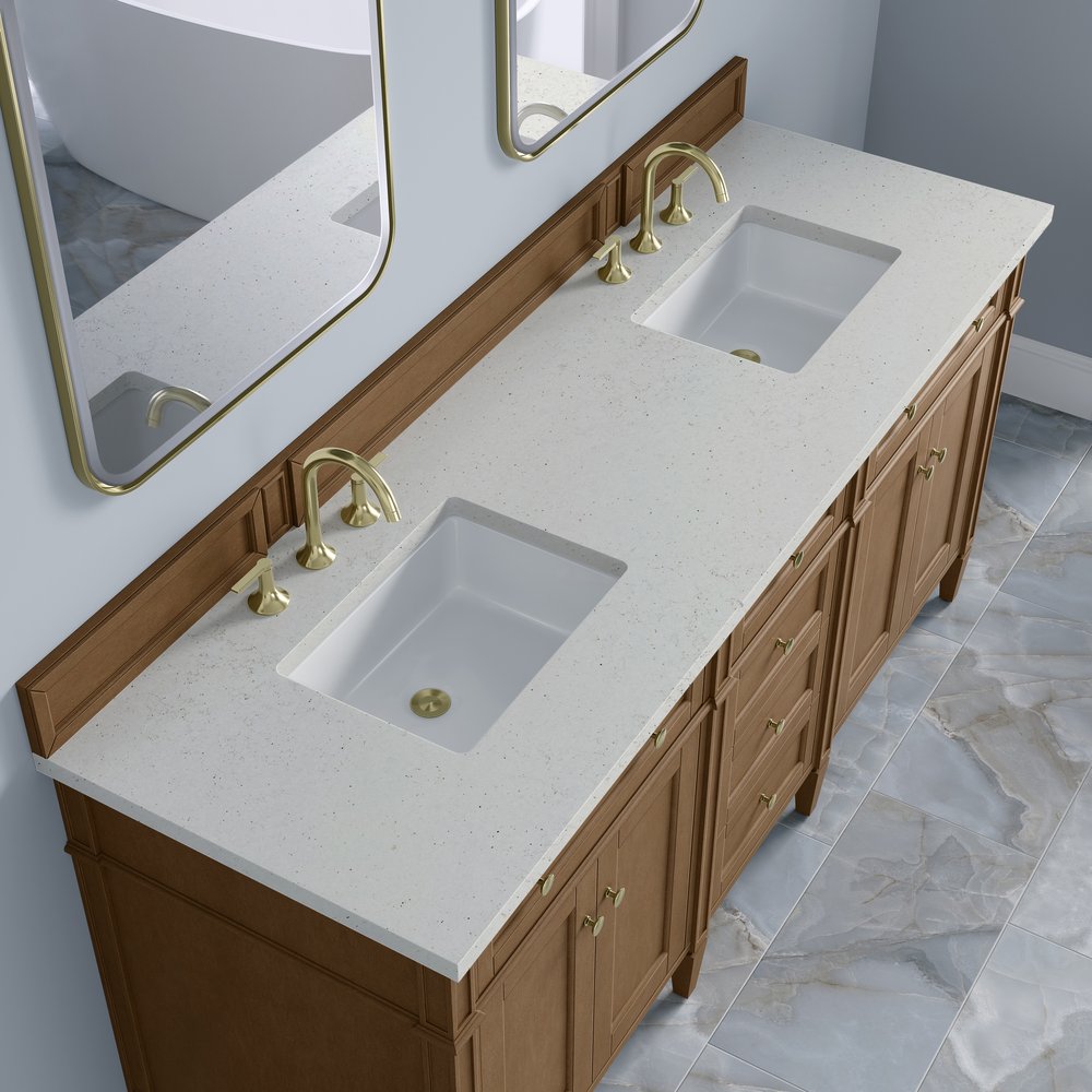 James Martin - Brittany 72" Double Vanity, Pecan w/ 3 CM Lime Delight Silestone Top - 655-V72-PCN-3LDL view 8