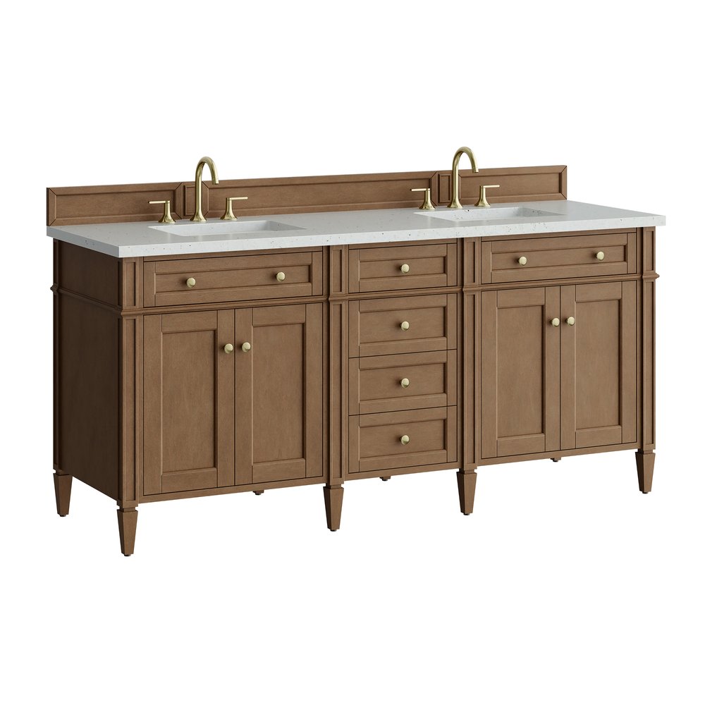 James Martin - Brittany 72" Double Vanity, Pecan w/ 3 CM Lime Delight Silestone Top - 655-V72-PCN-3LDL view 11
