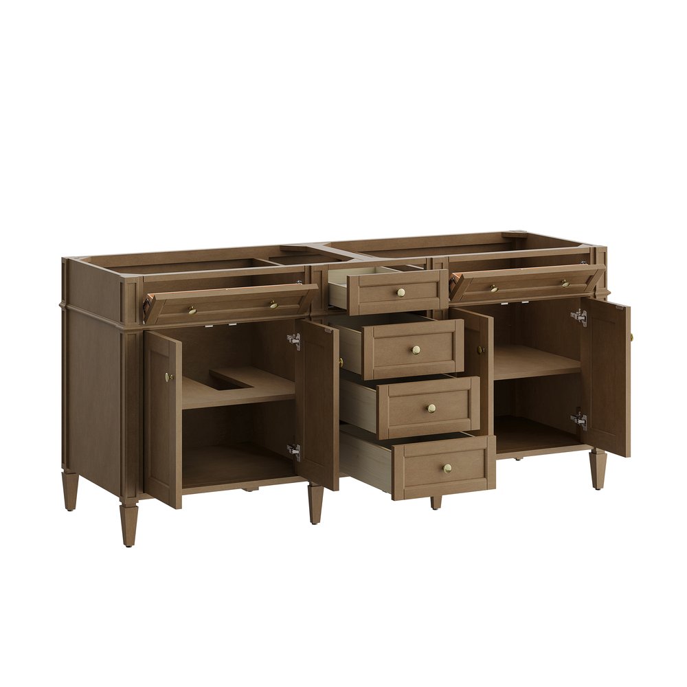 James Martin - Brittany 72" Double Vanity, Pecan w/ 3 CM Parisien Bleu Silestone Top - 655-V72-PCN-3PBL view 9