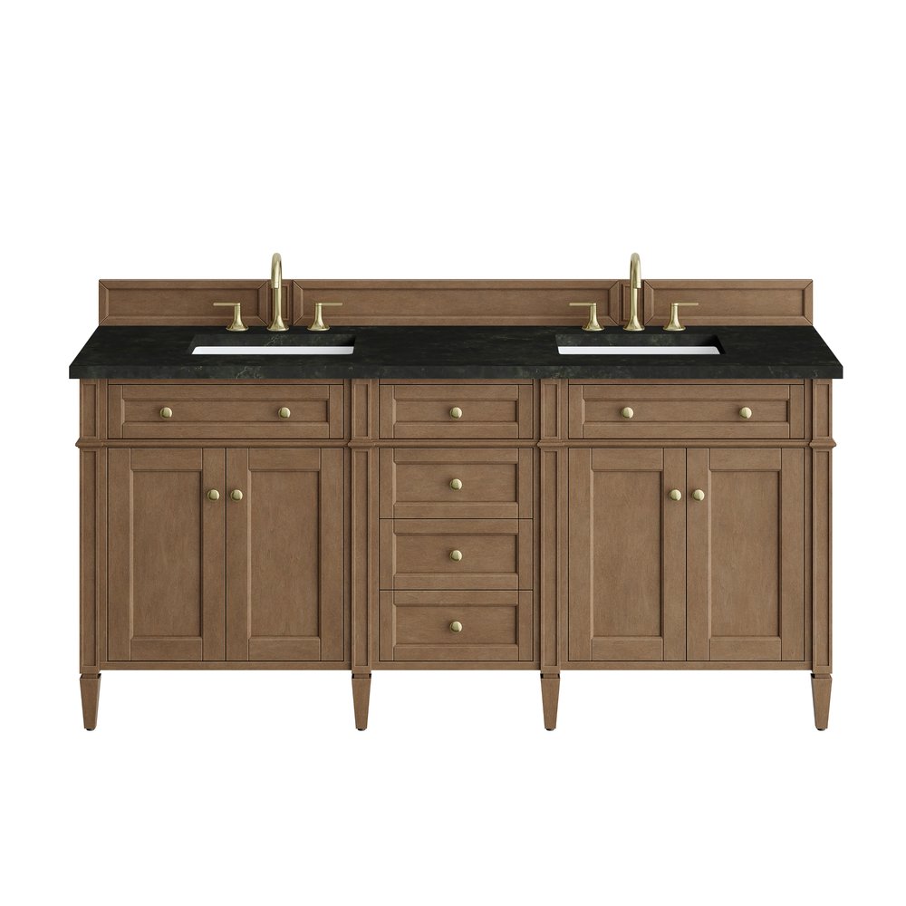 James Martin - Brittany 72" Double Vanity, Pecan w/ 3 CM Phantome Eclos Top - 655-V72-PCN-3PHT view 1