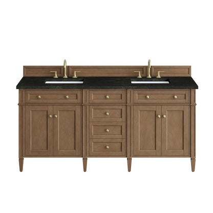 James Martin - Brittany 72" Double Vanity, Pecan w/ 3 CM Phantome Eclos Top - 655-V72-PCN-3PHT view 1