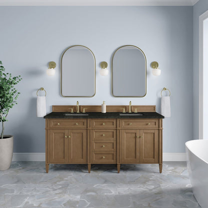 James Martin - Brittany 72" Double Vanity, Pecan w/ 3 CM Phantome Eclos Top - 655-V72-PCN-3PHT view 3