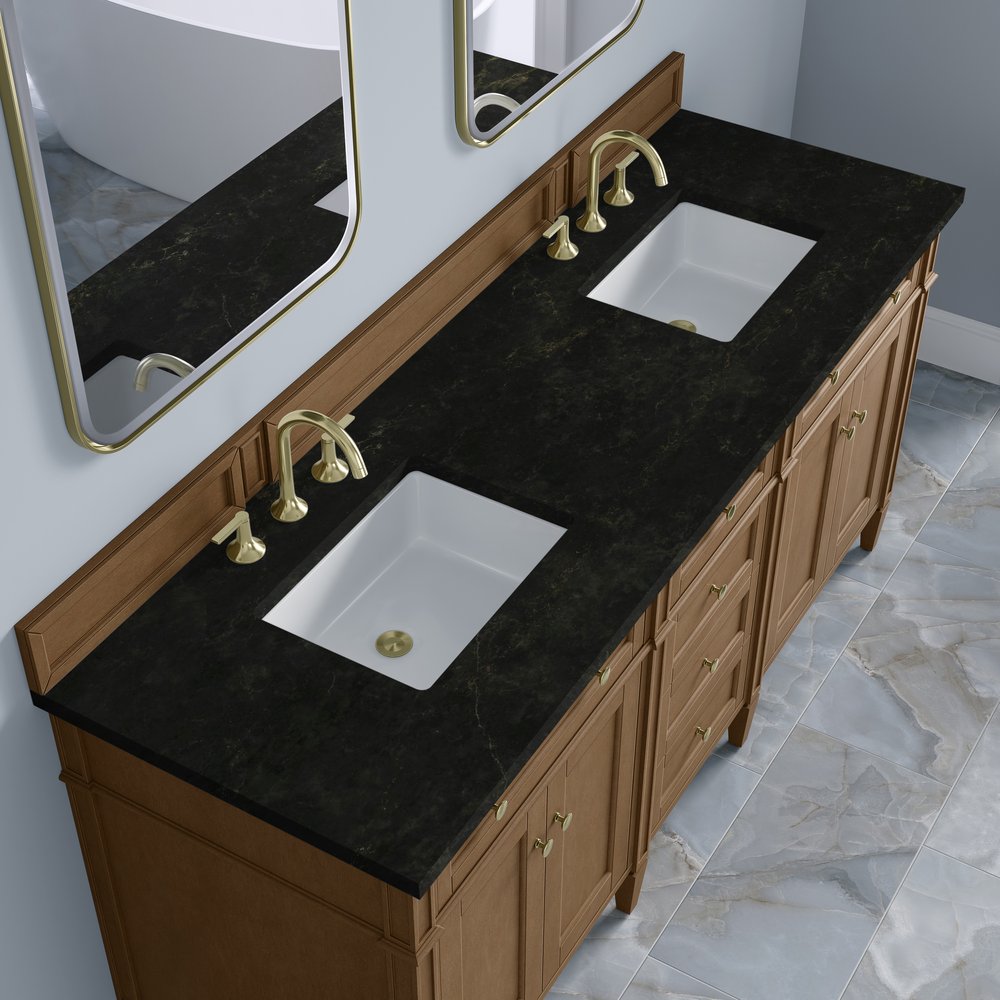 James Martin - Brittany 72" Double Vanity, Pecan w/ 3 CM Phantome Eclos Top - 655-V72-PCN-3PHT view 8