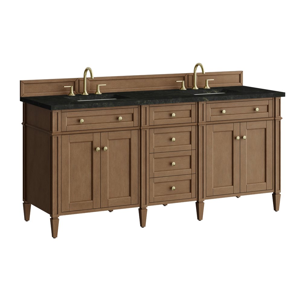 James Martin - Brittany 72" Double Vanity, Pecan w/ 3 CM Phantome Eclos Top - 655-V72-PCN-3PHT view 11