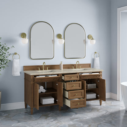 James Martin - Brittany 72" Double Vanity, Pecan w/ 3 CM Tajnar Eclos Top w/FreePower Wireless Charger - 655-V72-PCN-FTJR view 5