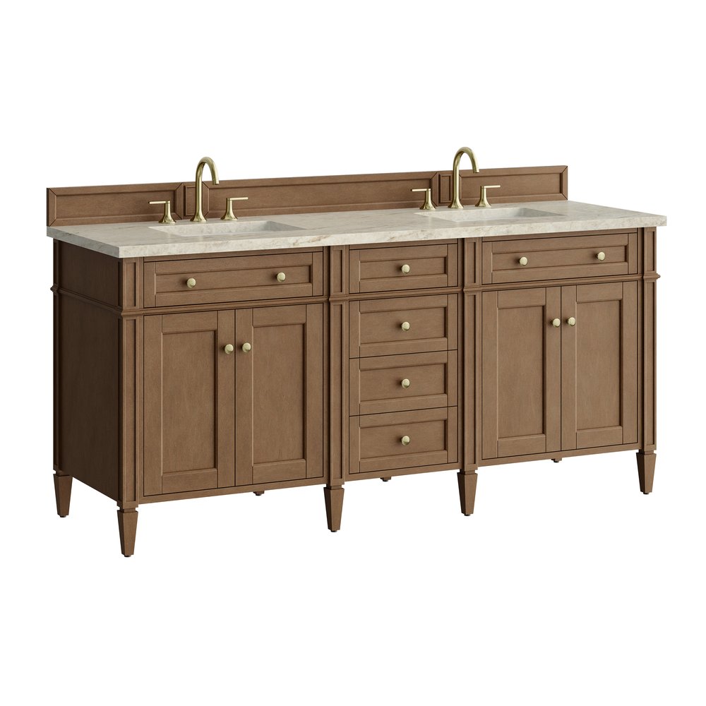 James Martin - Brittany 72" Double Vanity, Pecan w/ 3 CM Tajnar Eclos Top w/FreePower Wireless Charger - 655-V72-PCN-FTJR view 11