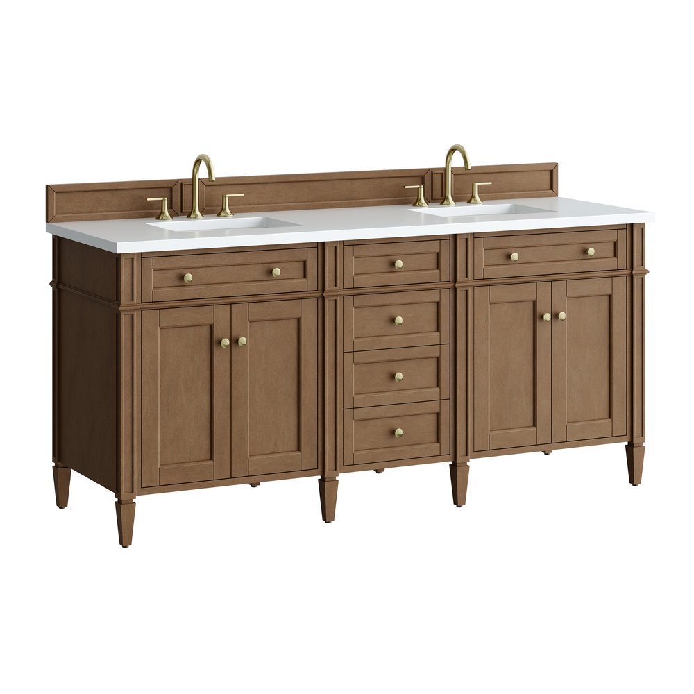 James Martin - Brittany 72" Double Vanity, Pecan w/ 3 CM White Zeus Silestone Top - 655-V72-PCN-3WZ view 13