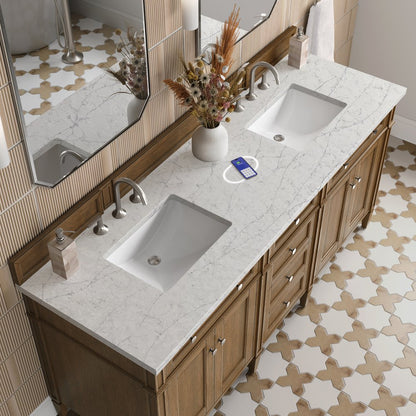 James Martin - Brittany 72" Double Vanity, Saddle Brown w/ 3 CM Eternal Jasmine Pearl Silestone Top w/FreePower Wireless Charger - 650-V72-SBR-FEJP view 8