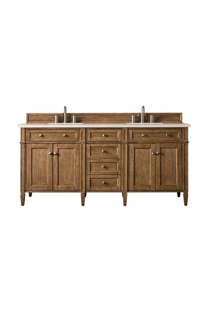 James Martin - Brittany 72" Double Vanity, Saddle Brown w/ 3 CM Eternal Marfil Silestone Top - 650-V72-SBR-3EMR view 1