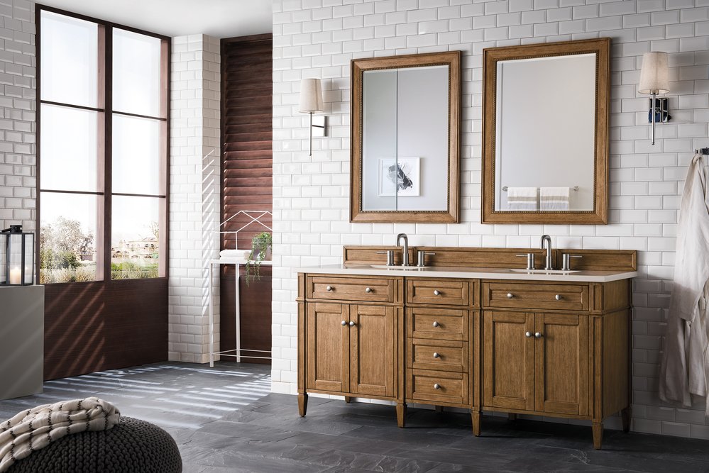 James Martin - Brittany 72" Double Vanity, Saddle Brown w/ 3 CM Eternal Marfil Silestone Top - 650-V72-SBR-3EMR view 4