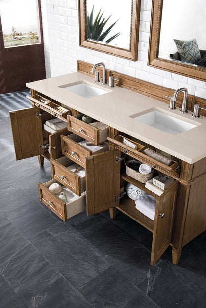 James Martin - Brittany 72" Double Vanity, Saddle Brown w/ 3 CM Eternal Marfil Silestone Top - 650-V72-SBR-3EMR view 5